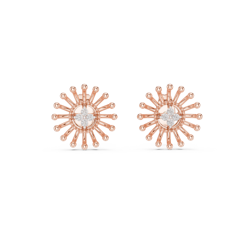 Dandelle Radiating Ball Tip Wire Flower Clover Cluster Lab Grown Diamond Earrings