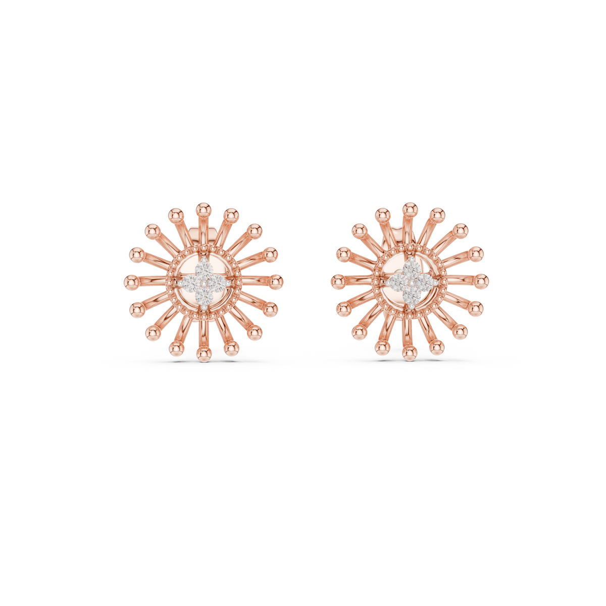 Dandelle Radiating Ball Tip Wire Flower Clover Cluster Lab Grown Diamond Earrings