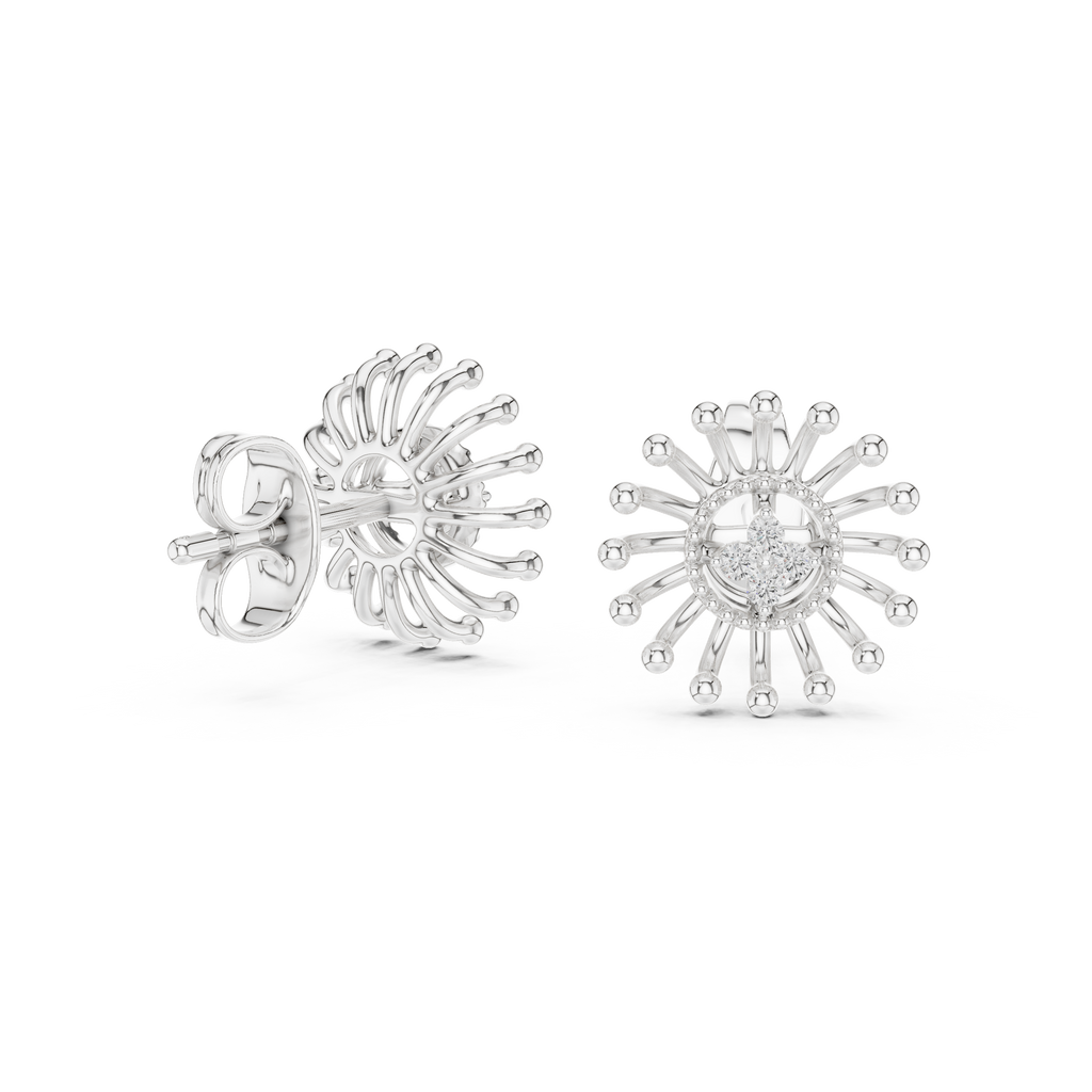Dandelle Radiating Ball Tip Wire Flower Clover Cluster Lab Grown Diamond Earrings