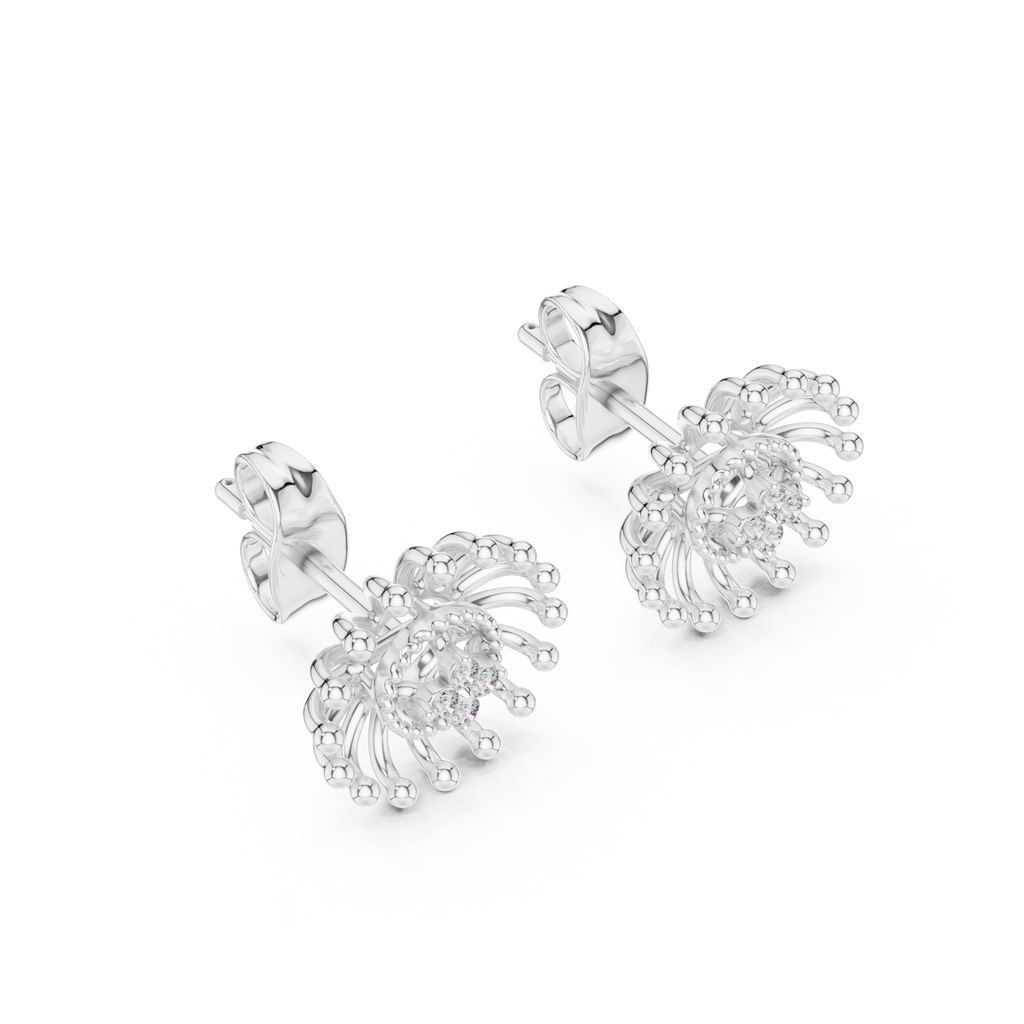 Dandelle Radiating Ball Tip Wire Flower Clover Cluster Lab Grown Diamond Earrings