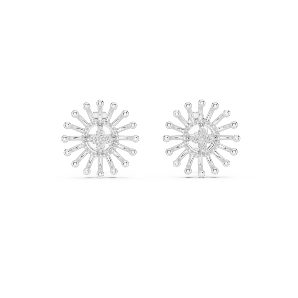 Dandelle Radiating Ball Tip Wire Flower Clover Cluster Lab Grown Diamond Earrings