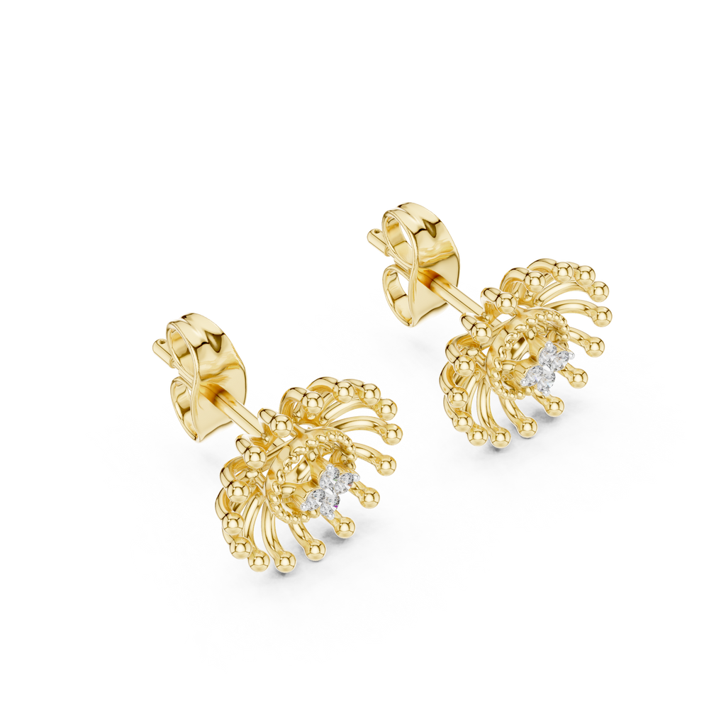 Dandelle Radiating Ball Tip Wire Flower Clover Cluster Lab Grown Diamond Earrings
