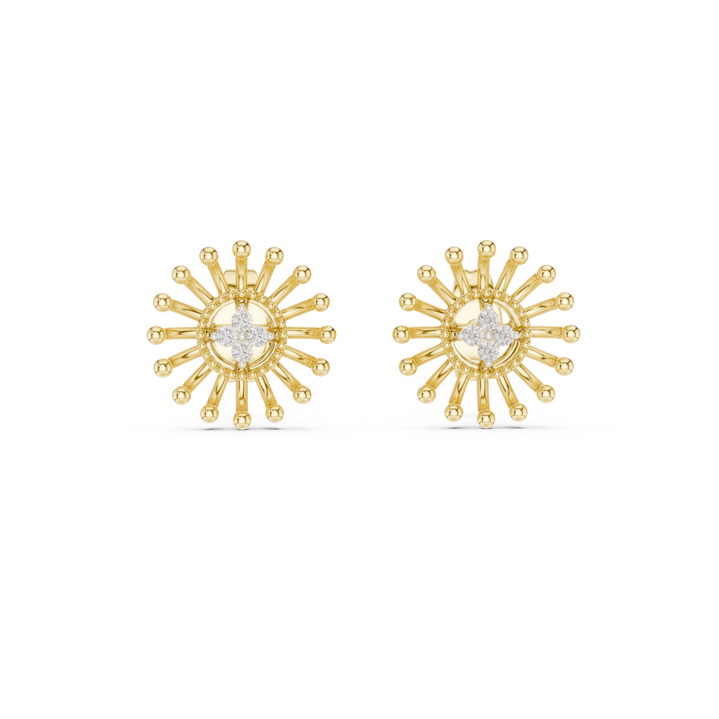 Dandelle Radiating Ball Tip Wire Flower Clover Cluster Lab Grown Diamond Earrings