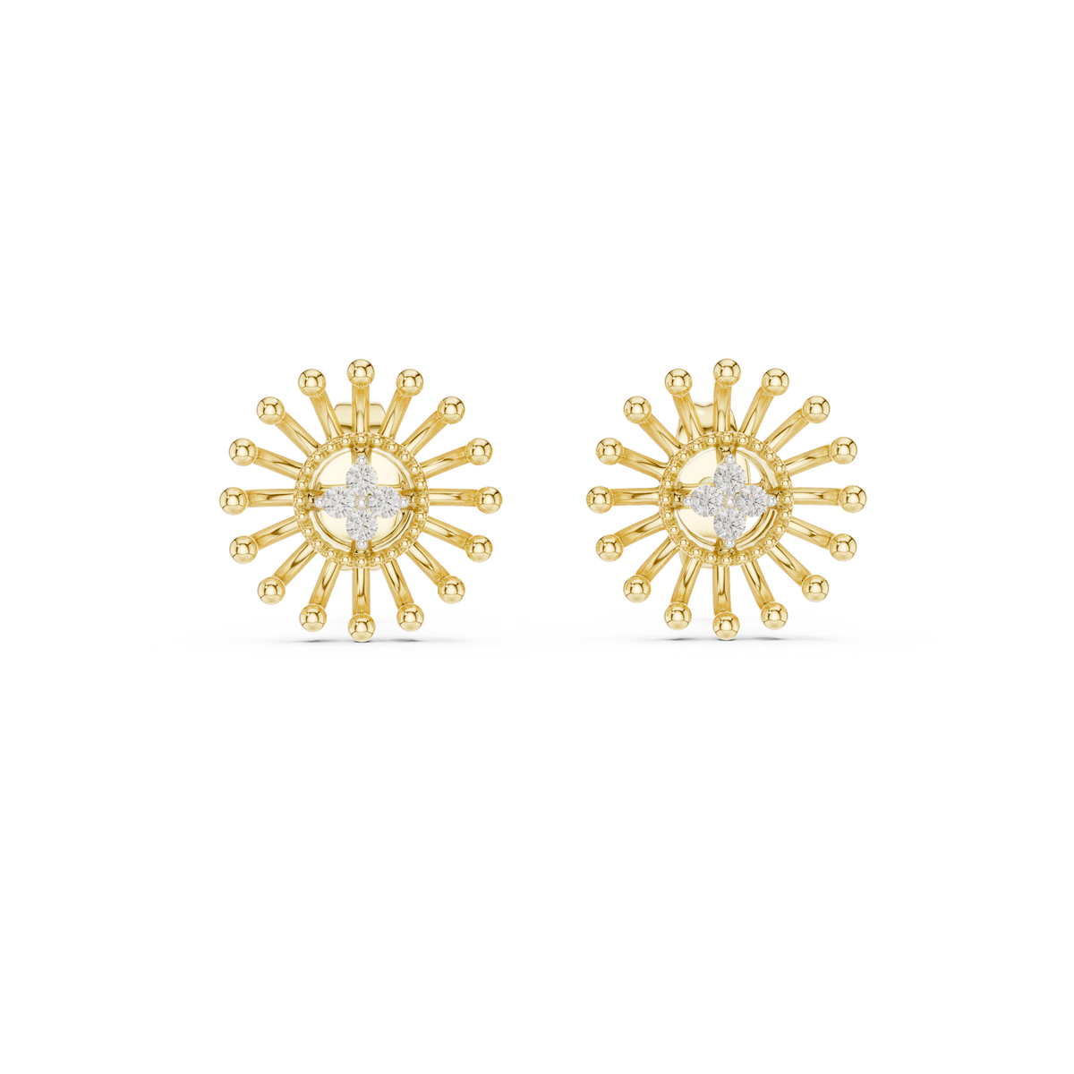 Dandelle Radiating Ball Tip Wire Flower Clover Cluster Lab Grown Diamond Earrings