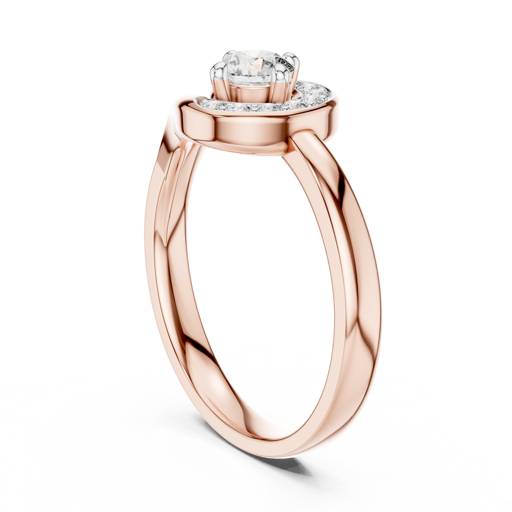 Spirelle Swirl Halo Split Shank Lab Grown Diamond Solitaire Ring