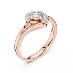 Spirelle Swirl Halo Split Shank Lab Grown Diamond Solitaire Ring