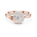 Spirelle Swirl Halo Split Shank Lab Grown Diamond Solitaire Ring