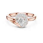 Spirelle Swirl Halo Split Shank Lab Grown Diamond Solitaire Ring
