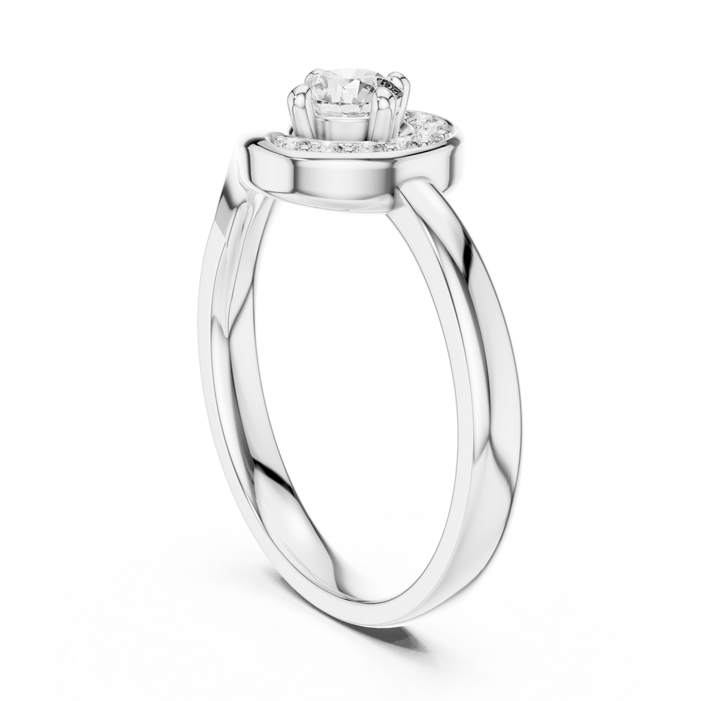Spirelle Swirl Halo Split Shank Lab Grown Diamond Solitaire Ring