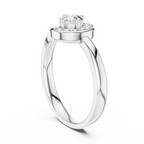 Spirelle Swirl Halo Split Shank Lab Grown Diamond Solitaire Ring