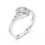 Spirelle Swirl Halo Split Shank Lab Grown Diamond Solitaire Ring