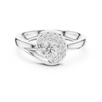 Spirelle Swirl Halo Split Shank Lab Grown Diamond Solitaire Ring