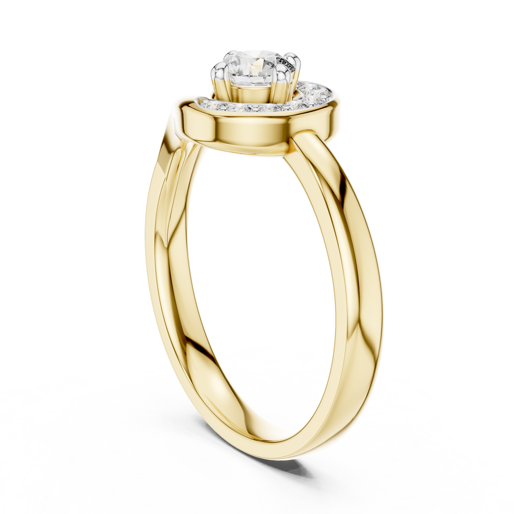Spirelle Swirl Halo Split Shank Lab Grown Diamond Solitaire Ring