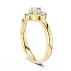 Spirelle Swirl Halo Split Shank Lab Grown Diamond Solitaire Ring