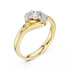Spirelle Swirl Halo Split Shank Lab Grown Diamond Solitaire Ring