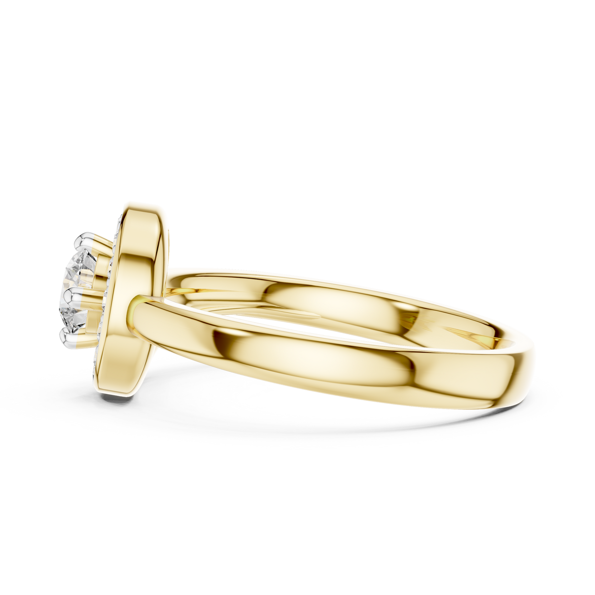 Spirelle Swirl Halo Split Shank Lab Grown Diamond Solitaire Ring