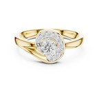 Spirelle Swirl Halo Split Shank Lab Grown Diamond Solitaire Ring