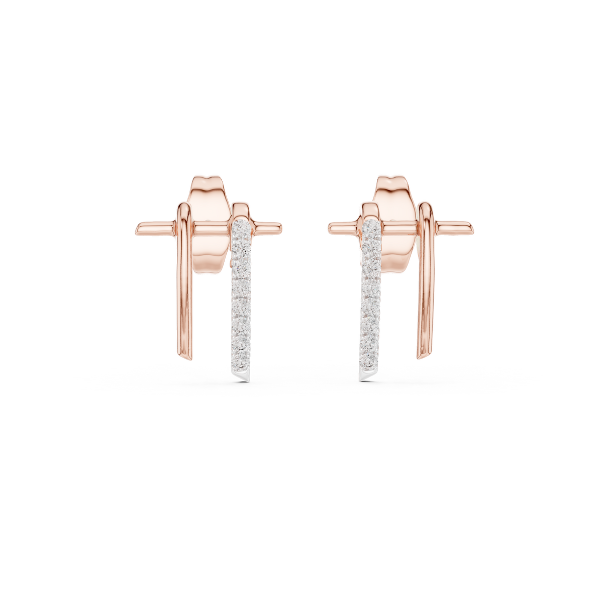 Arcelle Double Arc Pavé and Polished Bar Lab Grown Diamond Earrings