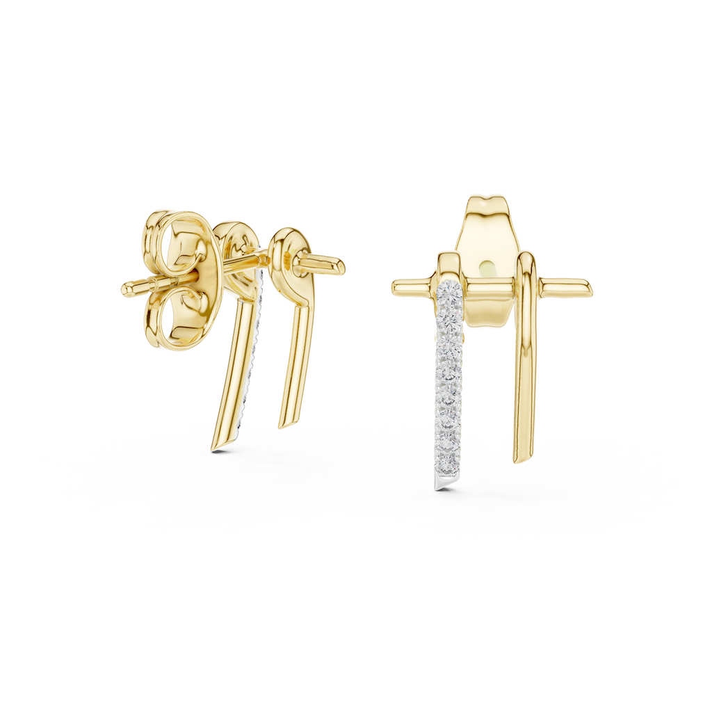 Funkelnde Diamant-Gold-Creolen | Ohrringe mit Blumenmuster