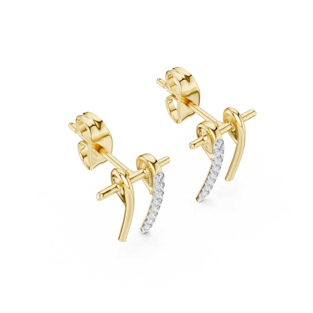 Funkelnde Diamant-Gold-Creolen | Ohrringe mit Blumenmuster