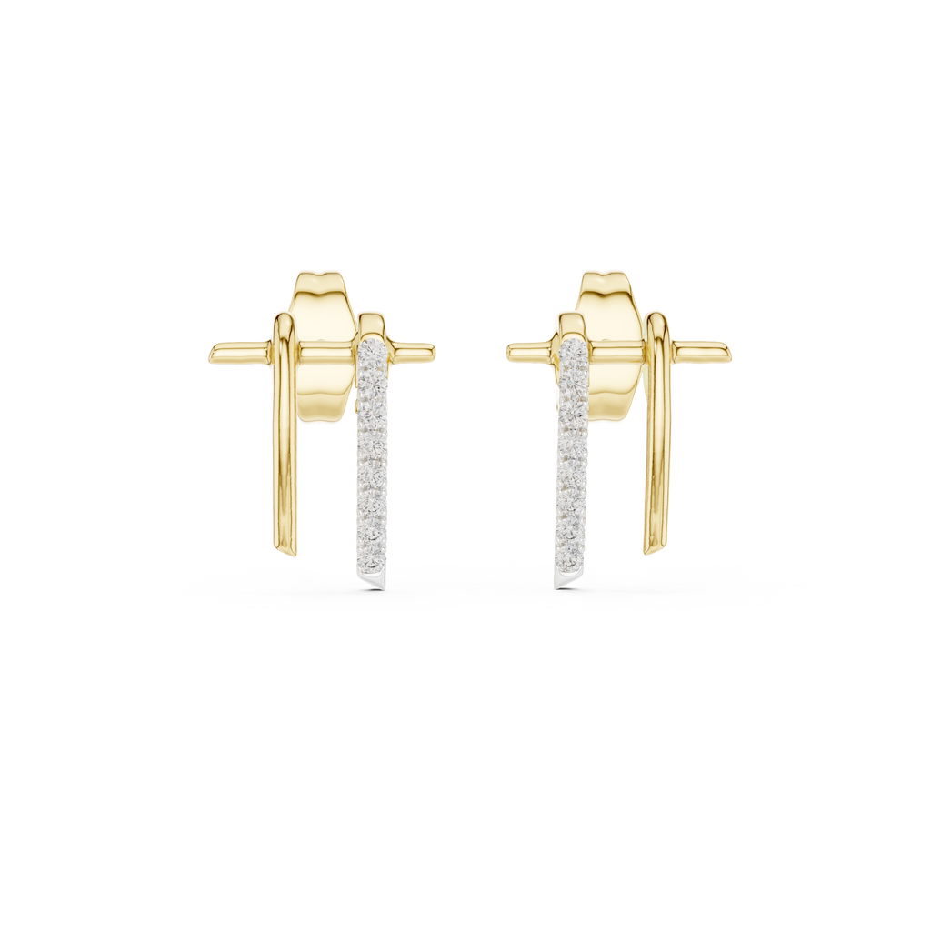 Funkelnde Diamant-Gold-Creolen | Ohrringe mit Blumenmuster