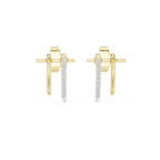 Funkelnde Diamant-Gold-Creolen | Ohrringe mit Blumenmuster