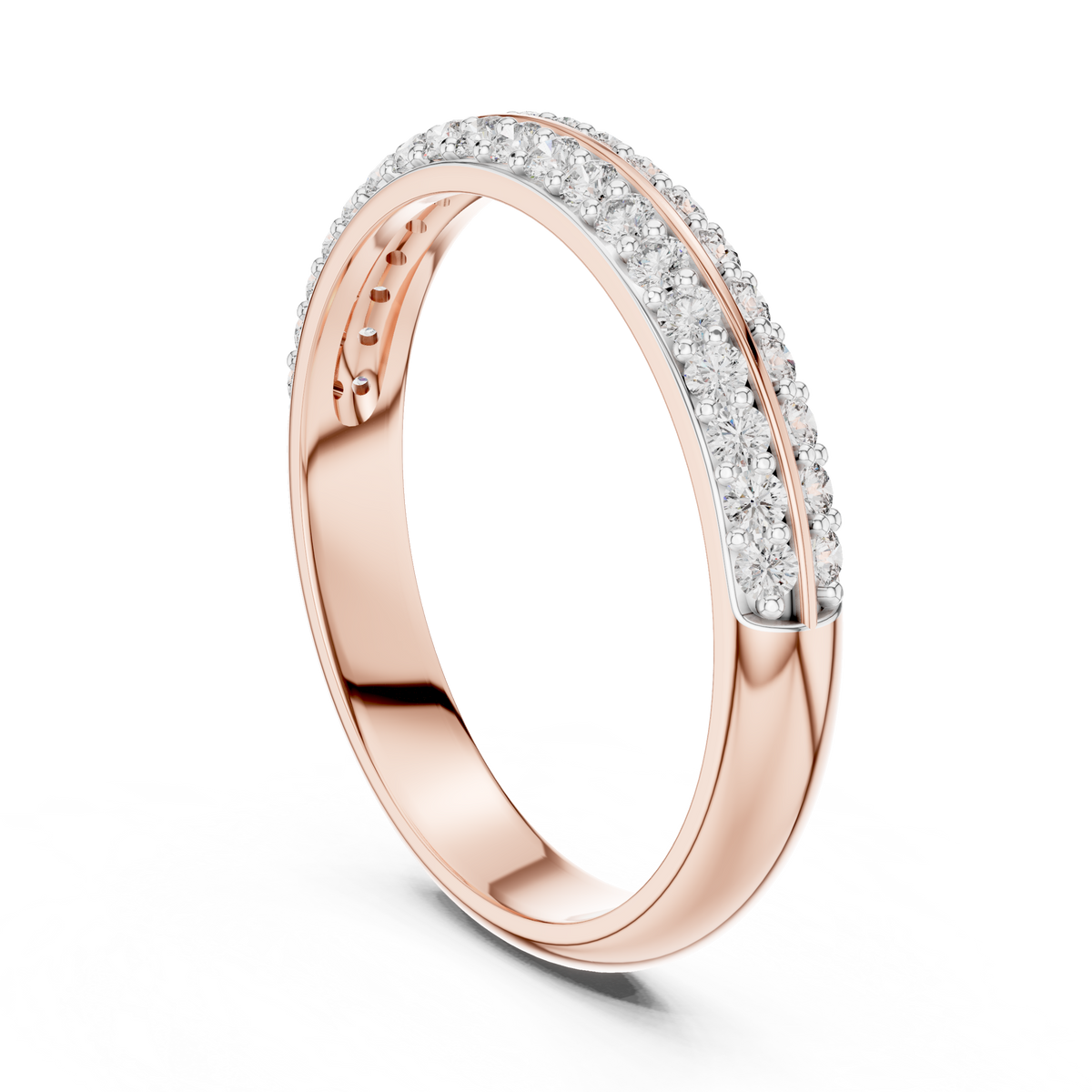 Parallene Double Row Pavé Half Eternity Lab Grown Diamond Band