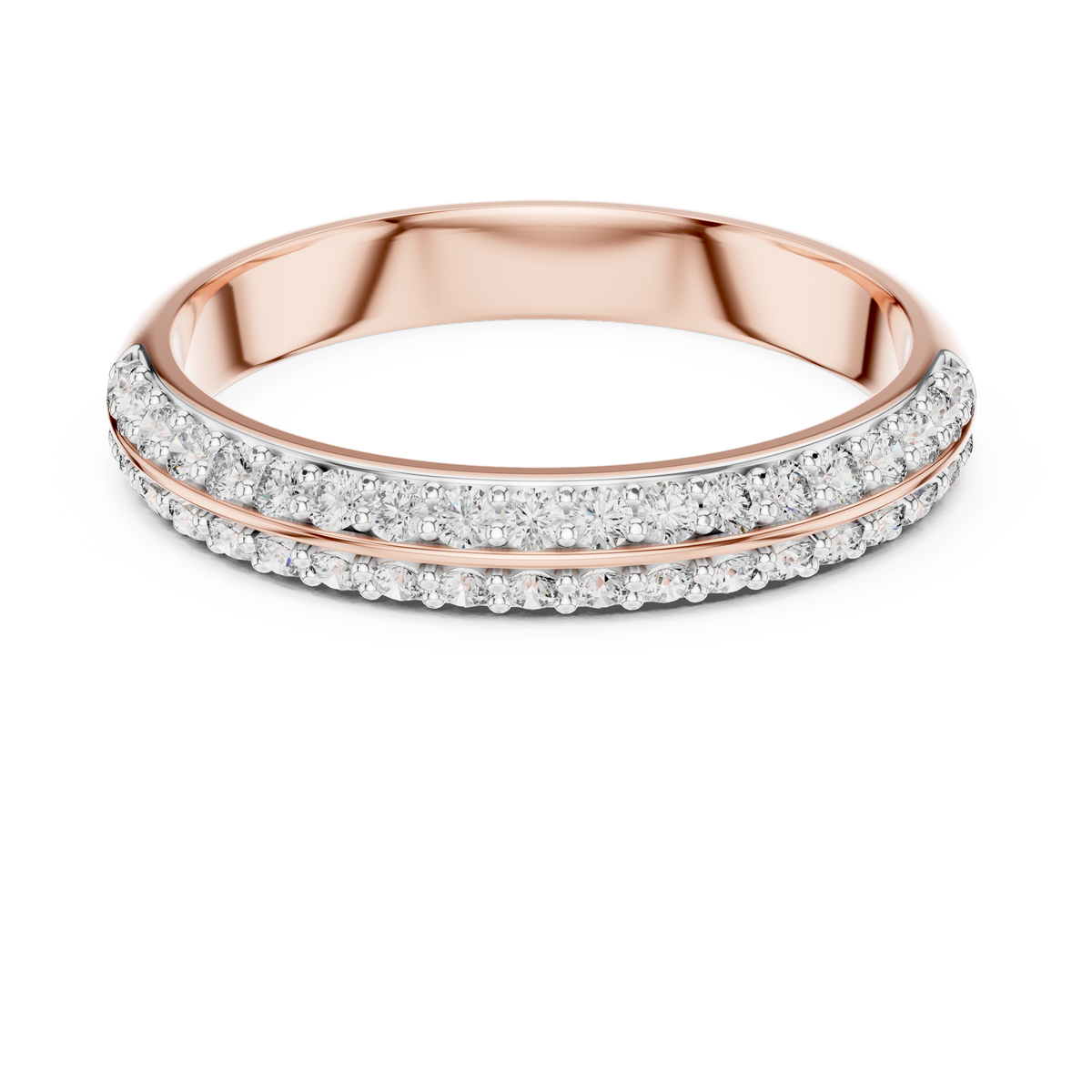 Parallene Double Row Pavé Half Eternity Lab Grown Diamond Band