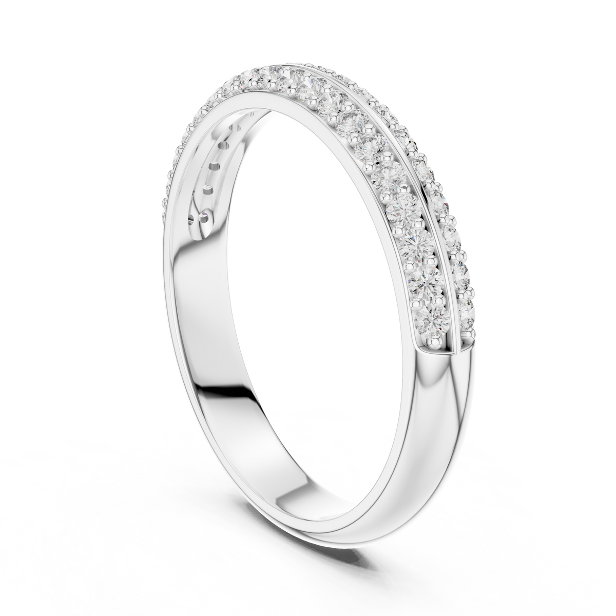 Parallene Double Row Pavé Half Eternity Lab Grown Diamond Band
