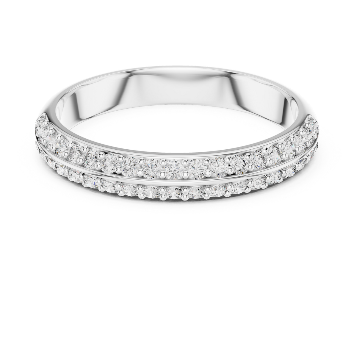 Parallene Double Row Pavé Half Eternity Lab Grown Diamond Band
