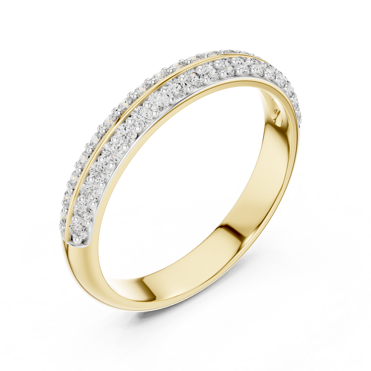 Parallene Double Row Pavé Half Eternity Lab Grown Diamond Band