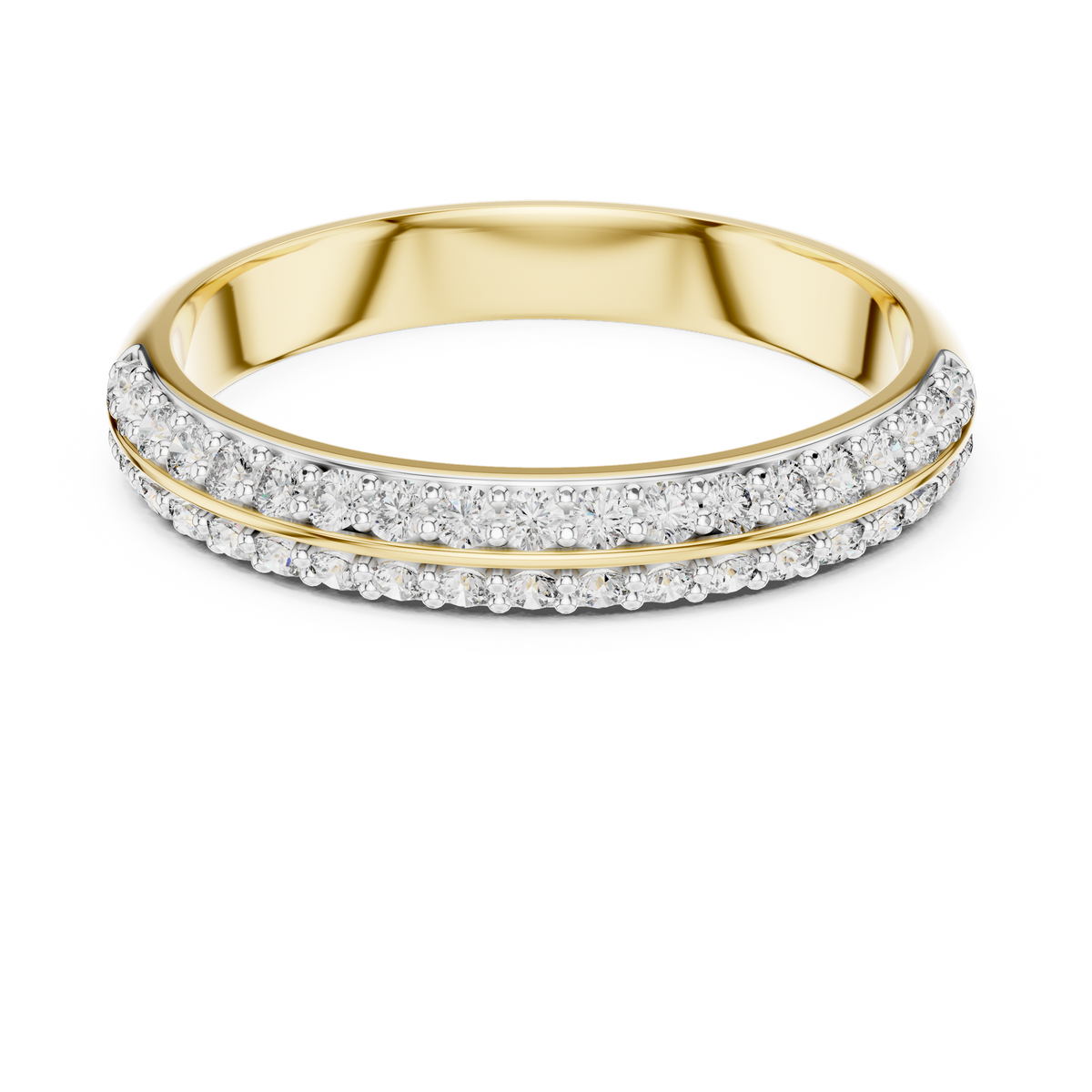 Parallene Double Row Pavé Half Eternity Lab Grown Diamond Band