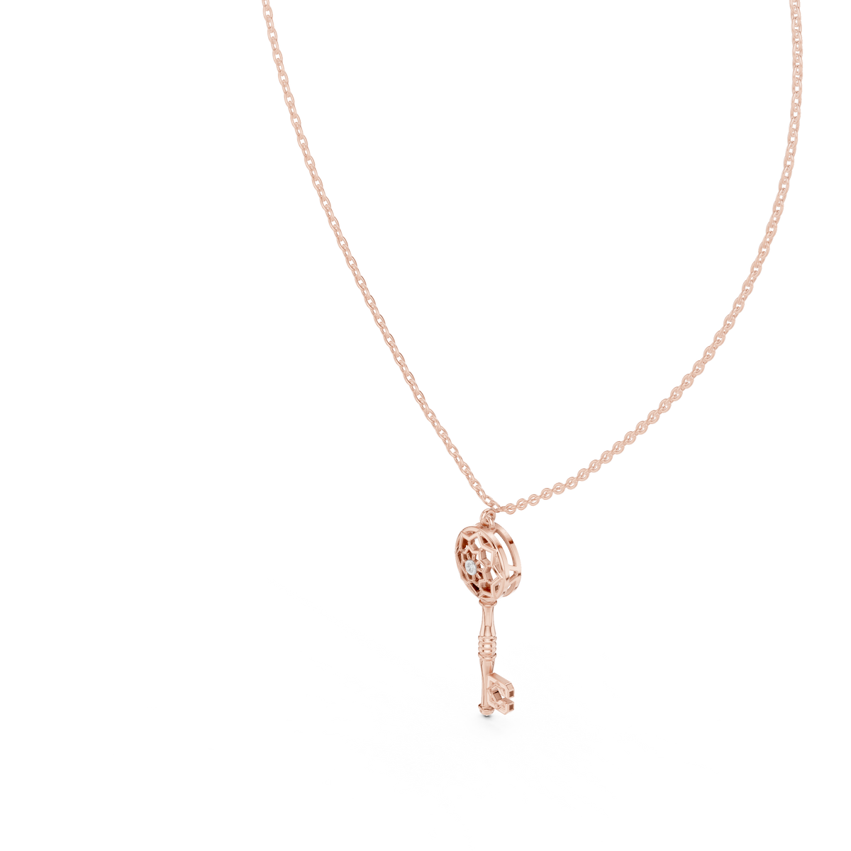 Keyora Ornate Key Lab Grown Diamond Pendant Necklace