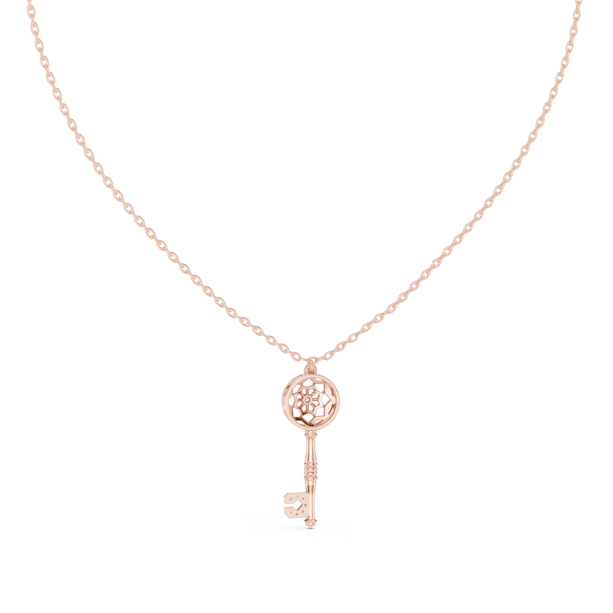 Keyora Ornate Key Lab Grown Diamond Pendant Necklace