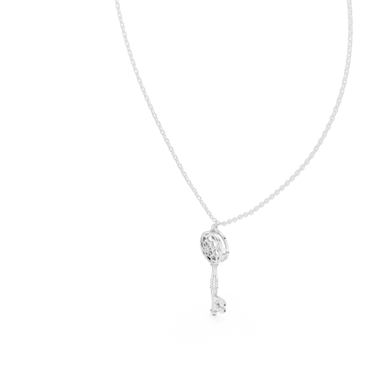 Keyora Ornate Key Lab Grown Diamond Pendant Necklace