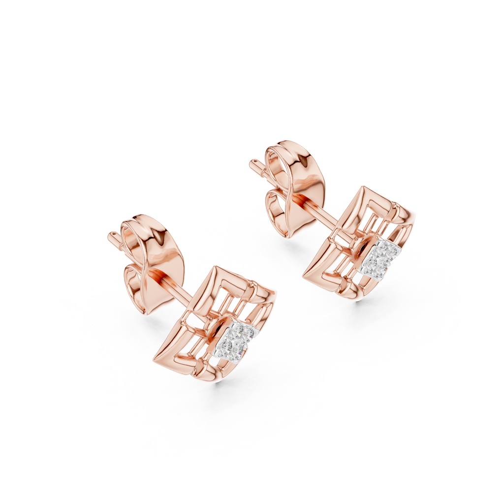 Rhombelle Open Lattice Diamond Shape Four Stone Cluster Lab Grown Diamond Earrings