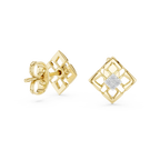 Rhombelle Open Lattice Diamond Shape Four Stone Cluster Lab Grown Diamond Earrings