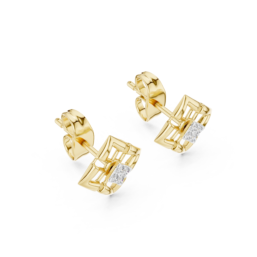 Rhombelle Open Lattice Diamond Shape Four Stone Cluster Lab Grown Diamond Earrings