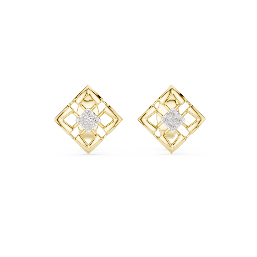 Rhombelle Open Lattice Diamond Shape Four Stone Cluster Lab Grown Diamond Earrings