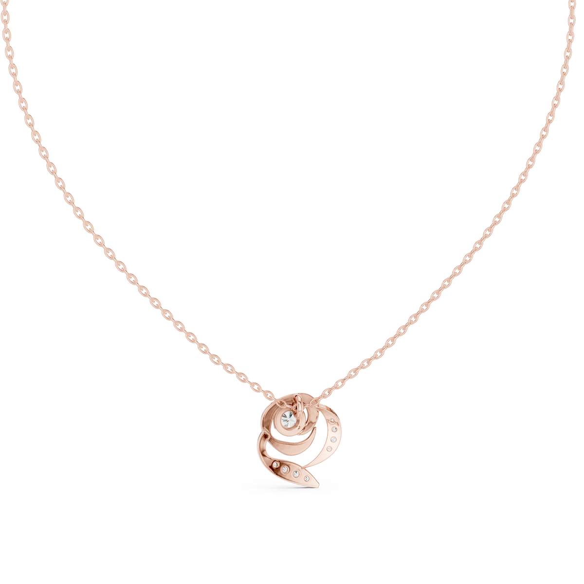 Seraphine Swirl Halo Lab Grown Diamond Pendant Necklace