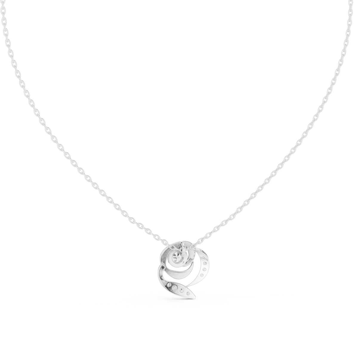 Seraphine Swirl Halo Lab Grown Diamond Pendant Necklace