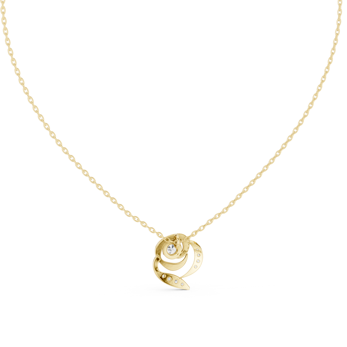 Seraphine Swirl Halo Lab Grown Diamond Pendant Necklace