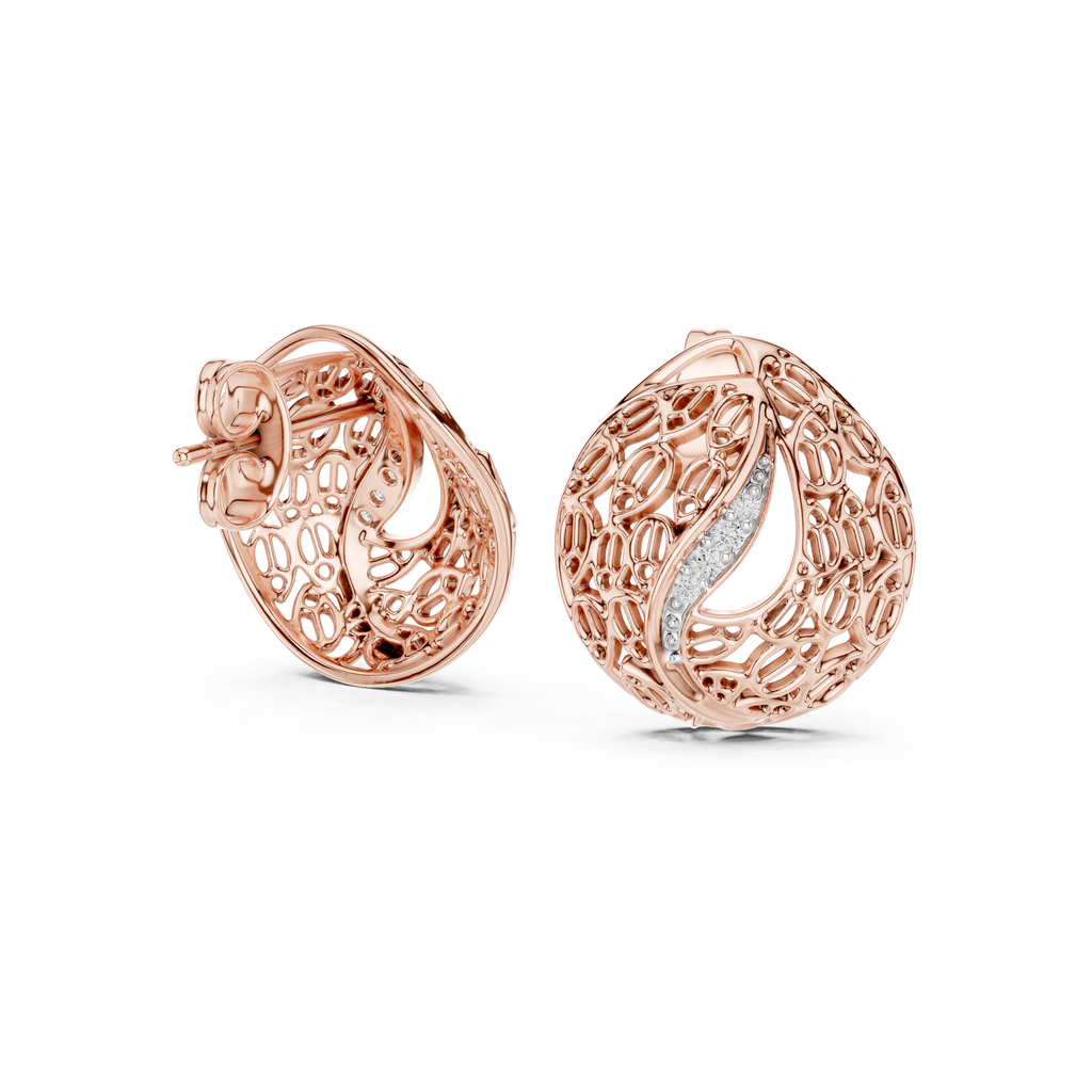 Coralle Lace Texture Curved Pavé Lab Grown Diamond Earrings