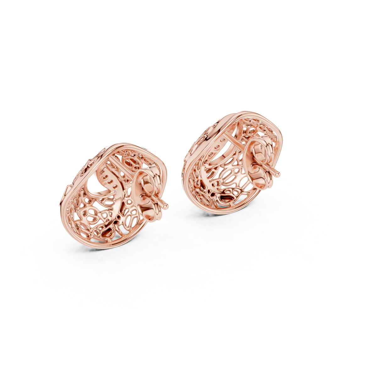 Coralle Lace Texture Curved Pavé Lab Grown Diamond Earrings