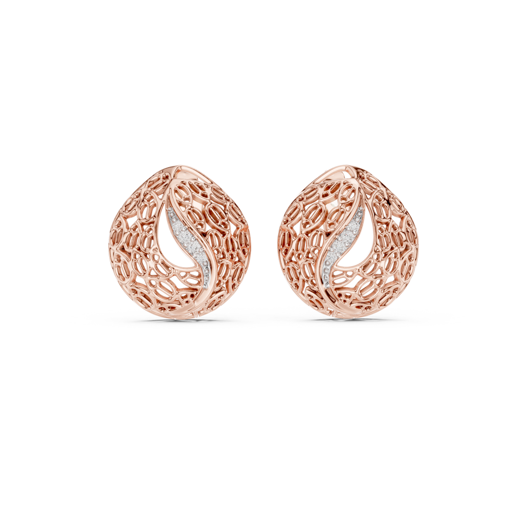 Coralle Lace Texture Curved Pavé Lab Grown Diamond Earrings