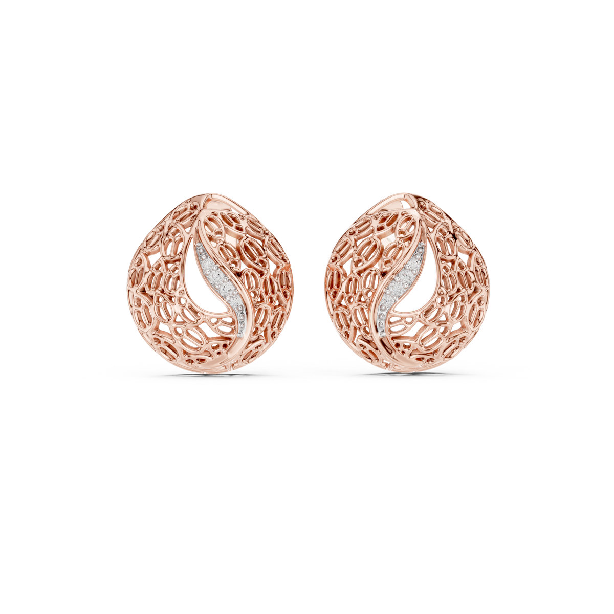 Coralle Lace Texture Curved Pavé Lab Grown Diamond Earrings