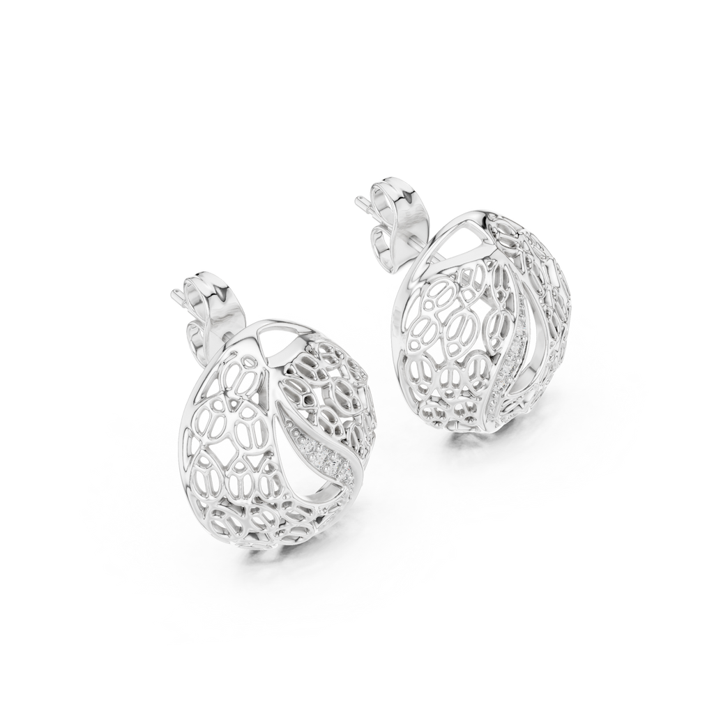 Coralle Lace Texture Curved Pavé Lab Grown Diamond Earrings