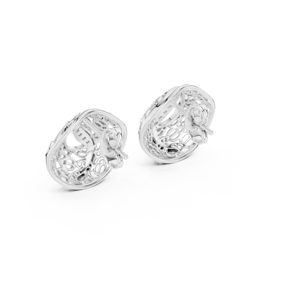 Coralle Lace Texture Curved Pavé Lab Grown Diamond Earrings