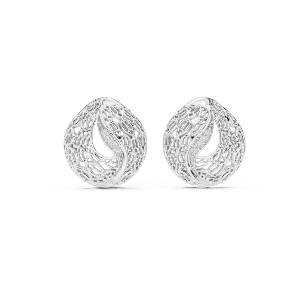 Coralle Lace Texture Curved Pavé Lab Grown Diamond Earrings