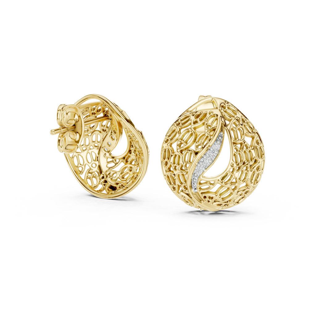 Coralle Lace Texture Curved Pavé Lab Grown Diamond Earrings